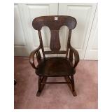 VTG WOODEN CHILD'S ROCKING CHAIR, SHAPED