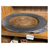 ORNATE METAL RIMMED SERVING PLATTER W/ GLASS