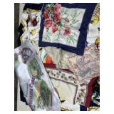 ASSORTED SILK & FABRIC SCARVES, SOUVENIR, FLORAL,