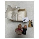 VINTAGE COMPOSITION FIGURINES, BRIDE & GROOM,