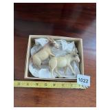 VTG COMPOSITION DONKEY FIGURINES, HAND-PAINTED,