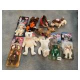 TY BEANIE BABIES, ASSORTED ANIMALS, SOME NIP,