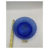COBALT BLUE PRESSED GLASS BOWL, SHIRLEY TEMPLE