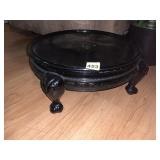 BLACK ROUND DISPLAY STAND W/ CLAW FEET, EMBOSSED
