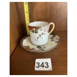 PORCELAIN TEACUP & SAUCER SET, HAND-PAINTED