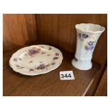 ESCHENBACH BAVARIA PORCELAIN VASE & PLATE, VIOLET