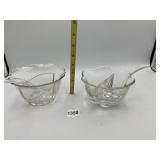 PAIR OF PRESSED GLASS CONDIMENT BOWLS W/