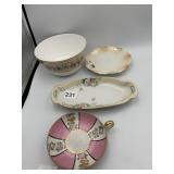 ASSORTED DECORATIVE PORCELAIN DISHES, FLORAL &
