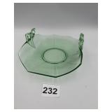 GREEN DEPRESSION GLASS BOWL, SCALLOPED RIM,