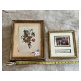 GOLD-TONE FRAMED ROSE PRINT, J.J. ROUVEL FLORAL
