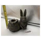 DARK BRONZE-TONE RABBIT FIGURINE, MATCHING