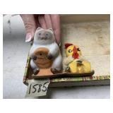 CERAMIC CAT FIGURINE, CHICK FIGURINE, JAPANESE
