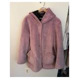 JONES NEW YORK HOODED JACKET, PINK, SIZE M, MADE