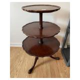 THREE-TIER DUMBWAITER TABLE, SCALLOPED EDGES,