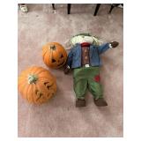 DECORATIVE HALLOWEEN PUMPKINS, FABRIC SCARECROW