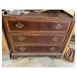 WOOD CORNER CHEST OF DRAWERS, THREE DRAWERS,