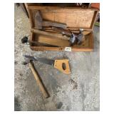 AMERICAN TOOL CHEST, WOODEN HAND SAW, ASSORTED