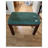 DREXEL HERITAGE WOODEN STOOL W/ GREEN UPHOLSTERED