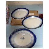 BLUE & WHITE SCALLOPED OVAL PLATTERS,