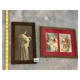 FRAMED VTG CHRISTMAS POSTCARDS (2), FRAMED B&W