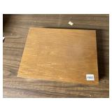 WOODEN FLATWARE STORAGE BOX, RED FELT LINED