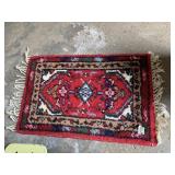 SMALL WOVEN AREA RUG, RED MULTICOLOR FLORAL