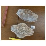 CLEAR CUT GLASS DISHES, PR, PRESSED PATTERNS.