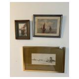 GUBA 'FISHING BOATS' PRINT, M.E.H. SIGNED