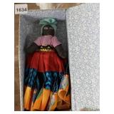 FABRIC DOLL W/ COLORFUL TIERED SKIRT, HEAD WRAP,