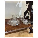 ASSORTED PRESSED GLASS CREAMER AND BOWLS, VARIOUS