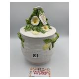 LEFTON CERAMIC COOKIE JAR, DAISY FLORAL