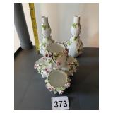 PORCELAIN FLORAL DECORATED VASES W/ MATCHING