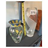 LENOX HAND-PAINTED GLASS VASE, FROSTED GLASS