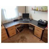 L-SHAPED OFFICE DESK, WOOD CONSTRUCTION, LAMINATE