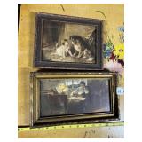 FRAMED PRINT OF CHILD W/ DOG & CATS, FRAMED PRINT