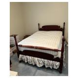 WOODEN FOUR-POSTER BED FRAME, SCROLLED HEADBOARD,