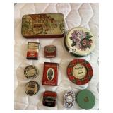 ASSORTED VTG ADVERTISING TINS, INCL OLD BLUE