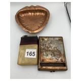 TOP CIGARETTE ROLLER, HAND WROUGHT COPPER DISH,