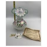 FENTON FRENCH OPALESCENT VASE, SPIRAL OPTIC W/