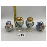 IRIDESCENT BIRD SHAKERS W/ FIGURINES, MADE IN
