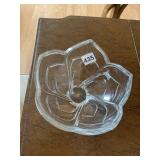 CLEAR PRESSED GLASS BOWL, FLOWER PETAL SHAPE,