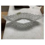 PRESSED GLASS DIVIDED SERVING DISH, DIAMOND