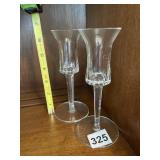 CLEAR CUT GLASS CANDLE HOLDERS, PR.