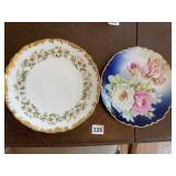 HAND-PAINTED DECORATIVE PLATES, FLORAL MOTIFS,