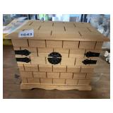 WOODEN DECORATIVE BOX, BRICK PATTERN, METAL