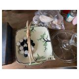 ASSORTED LOT, CERAMIC HANDLED TRAY W/ FLORAL