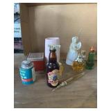 ASSORTED LOT, PERFUME BOTTLES, PINK FLUTED VASE,