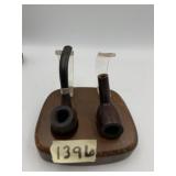 AIRCO SMOKING PIPE W/ SECOND PIPE, WOODEN STAND.