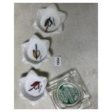 PORCELAIN STAR-SHAPED DISHES W/ FLY FISHING LURE