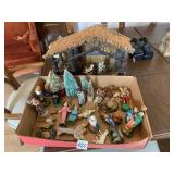 VINTAGE NATIVITY CRECHE W/ ASSORTED FIGURES, SOME